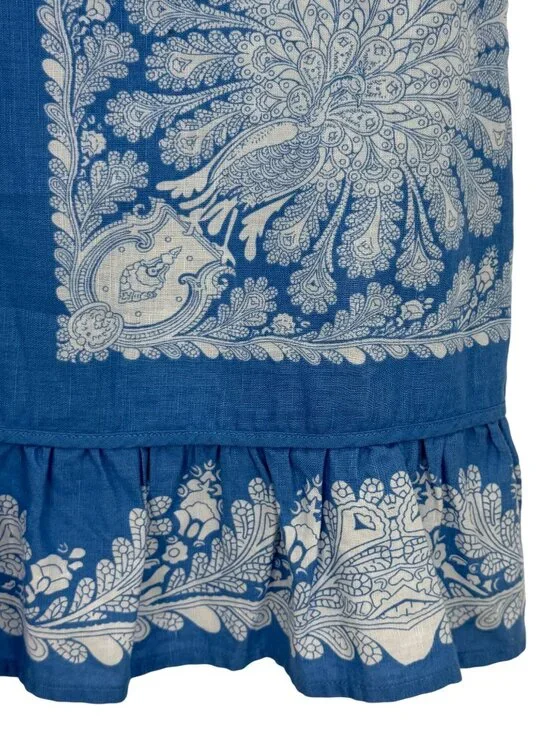 VTG Free People Crystallized Linen Crochet Lace Yoke Paisley Mini Shift Dress 10 - Picture 13 of 16